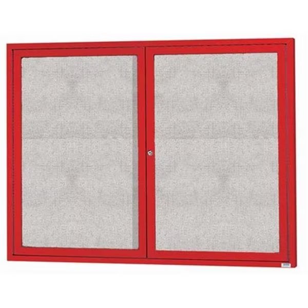 Aarco Products ODCC4860RIR 2-Door Illuminated Outdoor Enclosed Bulletin Board - Red, Aarco, Mfr#: ODCC4860RIR